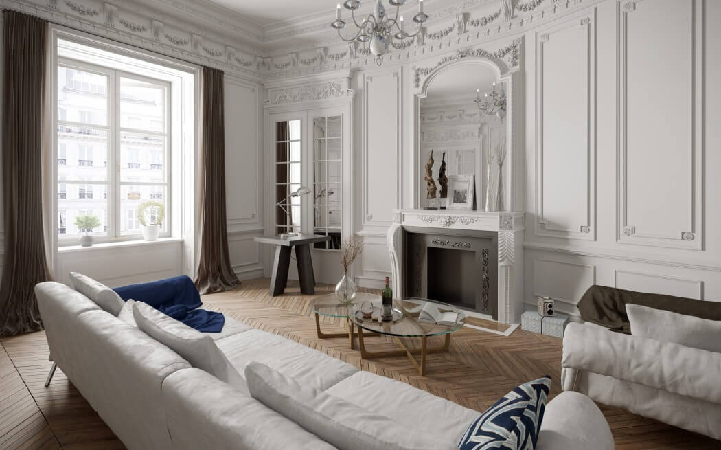 Intérieur d'un appartement Paris 16e rénové