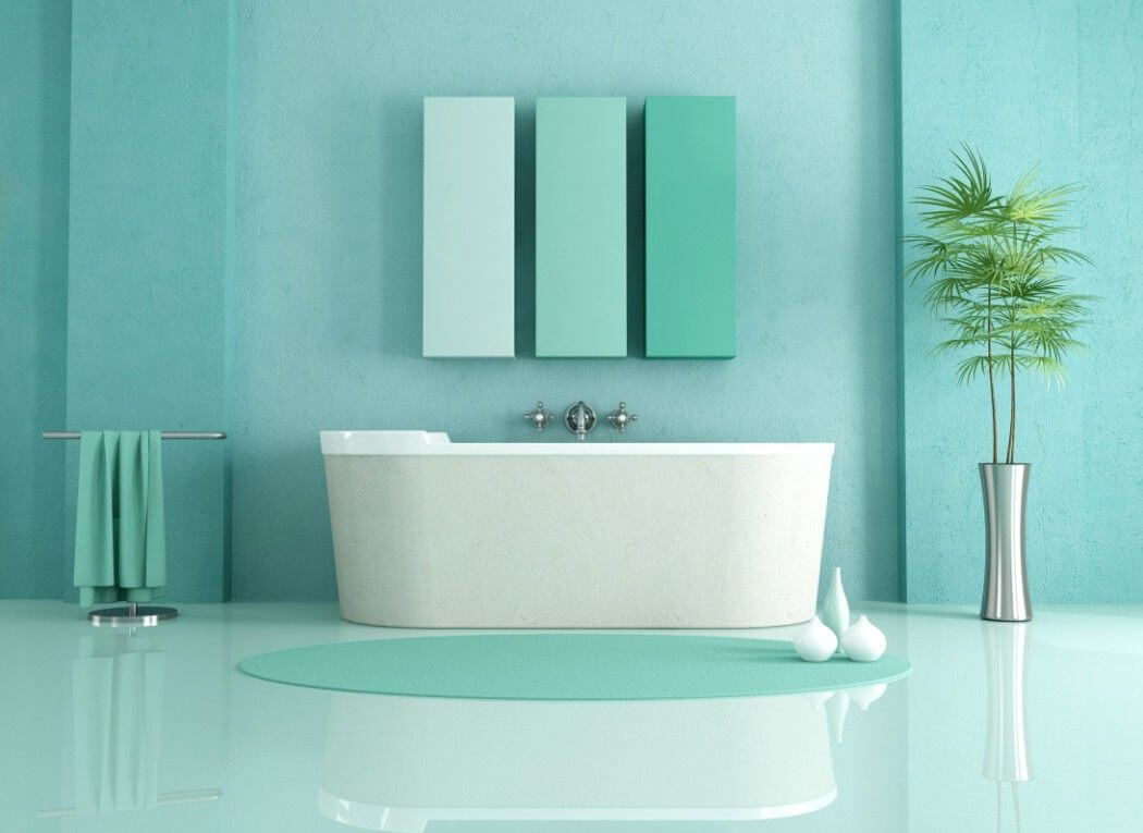 Déco de salle de bain verte