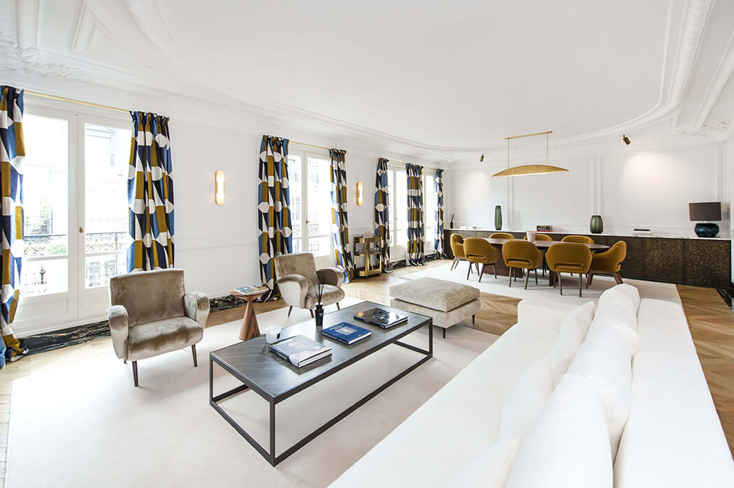rénovation haut de gamme d'un grand salon haussmannien