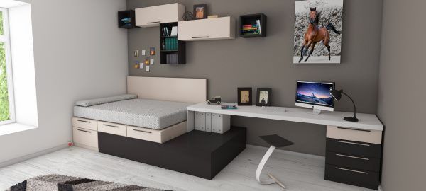 optimisation des volumes d'une piece avec du mobilier sur mesure