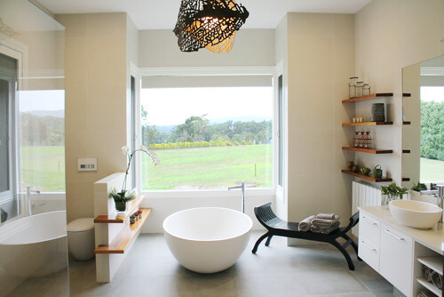 renovation salle de bain baignoire ilot