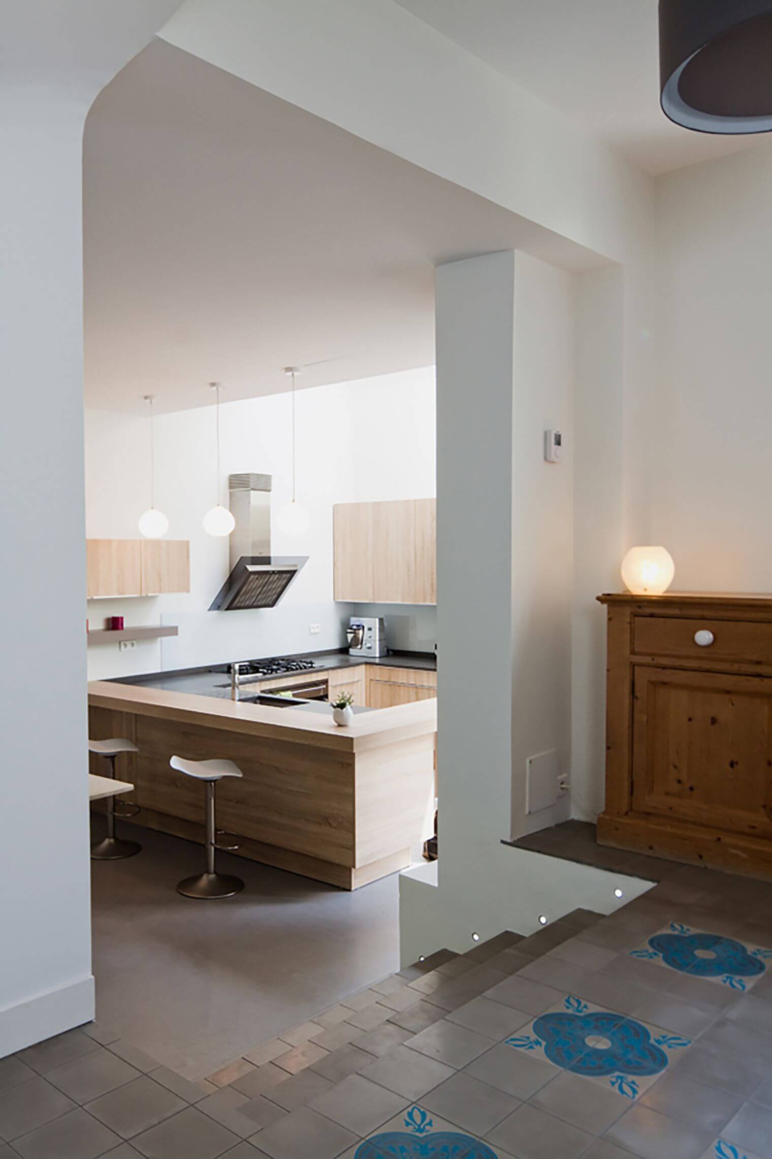 Extension verrière d'une maison familiale - Accès cuisine
