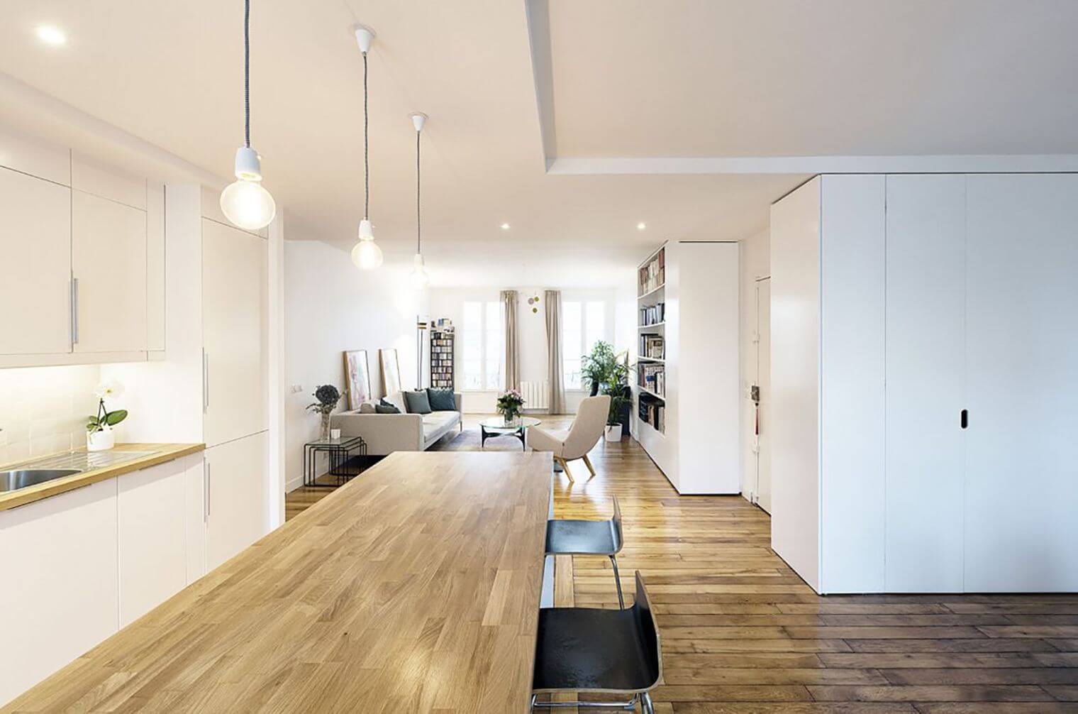 Parquet rénové salon haussmannien